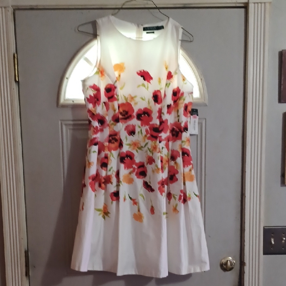 Ralph Lauren Pink and Red A-line Cocktail Dress